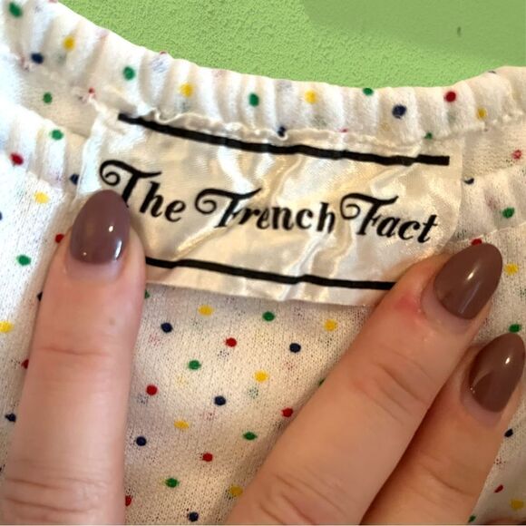 70s vintage multi coloured polka dot white frilly disco dress - Picture 12 of 16